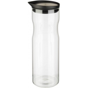 Carafe en verre , couvercle en acier inoxydable poli mat, carafe avec couvercle, carafe a  eau, pichet en verre avec bec verseur