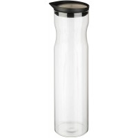 Carafe en verre , couvercle en acier inoxydable poli mat, carafe avec couvercle, carafe a  eau, pichet en verre avec bec verseur