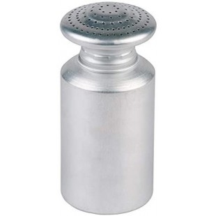 Saliere, saliere pour frites avec bouchon a  vis, saliere pour sel, aluminium satine, 8 x 8 cm, hauteur 17 cm