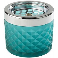 Cendrier Wind, cendrier, en metal chrome, verre depoli, avec fermeture a  baionnette, Ø 9,5 cm, hauteur 8 cm, bleu clair