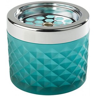 Cendrier Wind, cendrier, en metal chrome, verre depoli, avec fermeture a  baionnette, Ø 9,5 cm, hauteur 8 cm, bleu clair