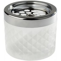 Cendrier wind, cendrier, en metal chrome, verre depoli, avec fermeture a  baionnette, Ø 9,5 cm, hauteur 8 cm, blanc