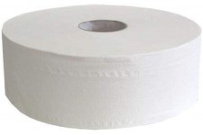 Lot de 6 : Gros rouleau de papier toilette, 380 m, perfore, blanc