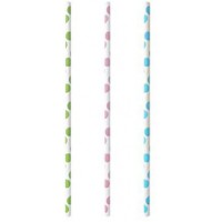625 Pailles en papier de 6 mm de diametre de 20 cm, a  pois coloris 85227 pailles cocktailhalme party fun