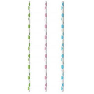 625 Pailles en papier de 6 mm de diametre de 20 cm, a  pois coloris 85227 pailles cocktailhalme party fun