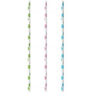 625 Pailles en papier de 6 mm de diametre de 20 cm, a  pois coloris 85227 pailles cocktailhalme party fun