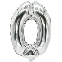  'Film Ballon Nombre Ballons 0-9 35 cm x 20 cm Argent Fete Mariage Anniversaire Fete d'anniversaire Zahlenluftballon 0" Silber