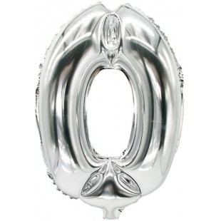  'Film Ballon Nombre Ballons 0-9 35 cm x 20 cm Argent Fete Mariage Anniversaire Fete d'anniversaire Zahlenluftballon 0" Silber