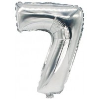  'Film Ballon Nombre Ballons 0-9 35 cm x 20 cm Argent Fete Mariage Anniversaire Fete d'anniversaire, Silber, Zahlenluftballon 7"