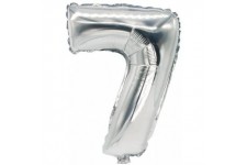  'Film Ballon Nombre Ballons 0-9 35 cm x 20 cm Argent Fete Mariage Anniversaire Fete d'anniversaire, Silber, Zahlenluftballon 7"