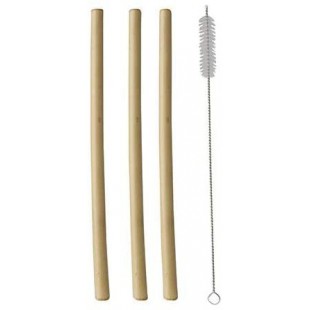 87526 Lot de 12 pailles reutilisables en bambou ecologique Ø 1 cm, 23 cm avec brosse de nettoyage