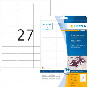 Herma 4233 etiquettes de securite 63,5 x 29,6 A4 LC Blanc