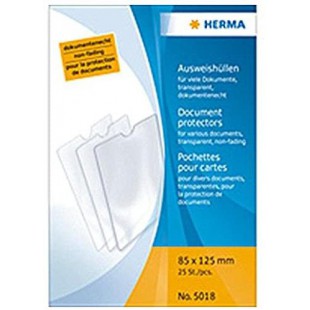 Lot de 25 : HERMA etuis de poche, PP 85x125 mm 1 poche, 0,14 mm, transparent