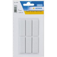 HERMA 15186 Lot de 6 patins en feutre rectangulaires pour meubles, parquets, stratifies et chaises Blanc 15 x 45 mm