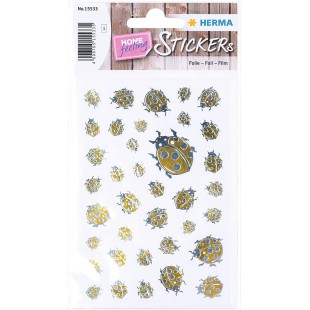 HERMA Creativ 15533 Lot de 38 autocollants Motif coccinelle doree Dore et argente