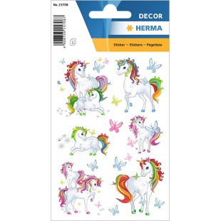 HERMA 15708 Stickers Enfants Licorne (51 Autocollants Papier Mat) Autocollant Adhesif permanent Motif Etiquettes pour filles et 