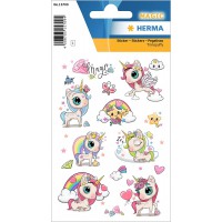 HERMA 15709 Puffy Stickers pour enfants Licorne enchantee (16 autocollants plastique mat) Autocollants permanents Motif d'etique