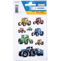 HERMA 15738 Stickers pour Enfants Tracteurs Courses (8 Autocollants Plastique avec gaufrage) Autocollants permanents Motif etiqu