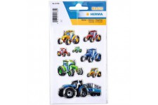 HERMA 15738 Stickers pour Enfants Tracteurs Courses (8 Autocollants Plastique avec gaufrage) Autocollants permanents Motif etiqu