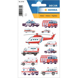 HERMA 15739 Stickers pour enfants a  lumiere bleue Vehicules (36 autocollants, papier, mat) Autocollants permanents etiquettes p