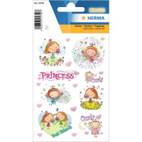 HERMA 15740 Glitter Sticker fur Kinder, Prinzessin Curly (11 Aufkleber, Folie, glitzernd) selbstklebend, permanent haftende Moti