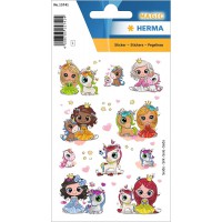 HERMA 15741 Lot de 14 autocollants en soie pour enfants Motif Princesse Sweetie & Friends (14 autocollants tissu mat) Autocollan