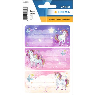 HERMA 1896 Lot de 9 etiquettes de livre autocollantes pour livres Motif licorne 76 x 35 mm