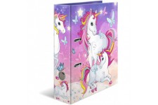 HERMA Classeur 19276 - Format A4 - Motif : animaux et licornes - Largeur : 7 cm - En carton solide - Impression coloree a  l'ext