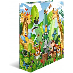 HERMA Classeur 19277 - Format A4 - Motif animaux de la jungle - 7 cm de large - En carton solide - Impression coloree a  l'exter