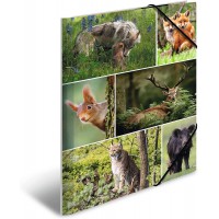 HERMA 19341 Classeur DIN A4 avec motif animaux de la foret en carton solide avec impression interieure complete et elastique pou