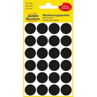 AVERY Zweckform 3003 Lot de 96 pastilles adhesives Ø 18 mm 4 feuilles de pastilles adhesives pour code couleur Noir