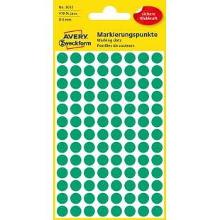 Avery Colour coding Dots, Green - Self-Adhesive labels (Green, Green, Circle, 8 mm, 416 PC (s), 104 pC (s), 4 Sheets)