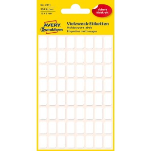 Avery Zweckform 3041 Mini d'organisation etiquettes (384 pieces, 13 x 8 mm) 6 feuilles Blanc