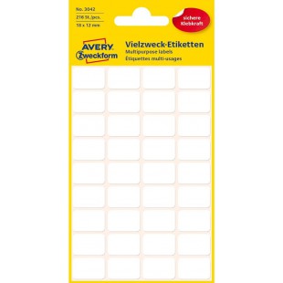 Avery Zweckform 3042 Mini etiquettes d'organisation (216 pieces, 18 x 12 mm) 6 feuilles Blanc