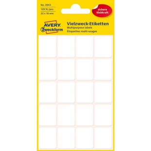 Avery Zweckform 3043 Mini d'organisation etiquettes (120 Pieces, 22 x 18 mm) de 6 feuilles Blanc