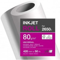 Lot de 6 : Rouleau de papier Jet d'Encre blanc, 420mm x 50m, 80 g/m²