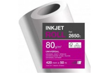 Lot de 6 : Rouleau de papier Jet d'Encre blanc, 420mm x 50m, 80 g/m²