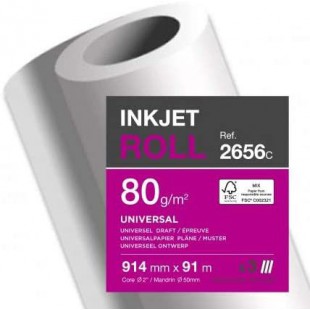 Lot de 3 : Rouleau de papier Jet d'Encre blanc, 914mm x 91m, 80 g/m²