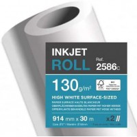 Lot de 2 : Rouleau de papier Jet d'Encre surface HD blanc, 914mm x 30m, 130 g/m²