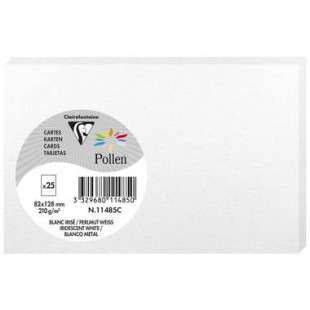 Clairefontaine 11485C - Paquet de 25 Cartes Simples - Format 8,2x12,8cm - 210g/m² - Coloris Blanc Irise - Cartons d'Invitation E