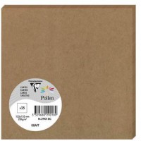 Clairefontaine 29018C - Un paquet de 25 cartes Pollen 13,5x13,5 cm 210g, Kraft brun