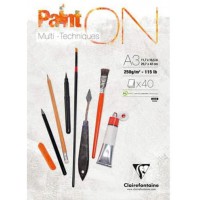 CLAIREFONTAINE Blocs Dessin Paint'On Multi-techniques A3 40F encolle 250g Blanc