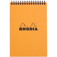 RHODIA 16500C - Bloc-Notes a  Spirale (Reliure Integrale) Orange - A5 - Petits Carreaux|80 Feuilles Detachables , Papier Clairef