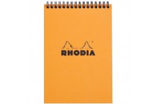 RHODIA 16500C - Bloc-Notes a  Spirale (Reliure Integrale) Orange - A5 - Petits Carreaux|80 Feuilles Detachables , Papier Clairef