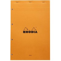 RHODIA 20100C - Bloc-Notes Agrafe N°20 Orange - A4+ - Grands Carreaux Seyes - 80 Feuilles Detachables Perforation 4 Trous - Papi