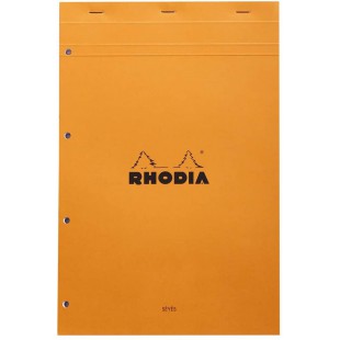 RHODIA 20100C - Bloc-Notes Agrafe N°20 Orange - A4+ - Grands Carreaux Seyes - 80 Feuilles Detachables Perforation 4 Trous - Papi