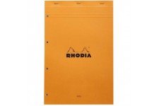 RHODIA 20100C - Bloc-Notes Agrafe N°20 Orange - A4+ - Grands Carreaux Seyes - 80 Feuilles Detachables Perforation 4 Trous - Papi