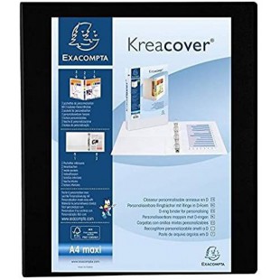 EXACOMPTA Classeurs personnalisable Kreacover A4 Maxi 4 Ax Diam 30 mm Dos 47 mm Noir