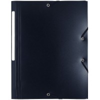 EXACOMPTA Lot de 3 Chemises 3 rabats et elastiques Polypro 5/10e 24 x32 cm Noir