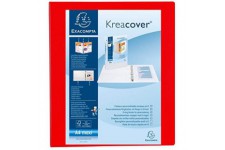 EXACOMPTA Classeurs personnalisable Kreacover A4 Maxi 4 Ax Diam 25 mm Dos 47 mm Rouge